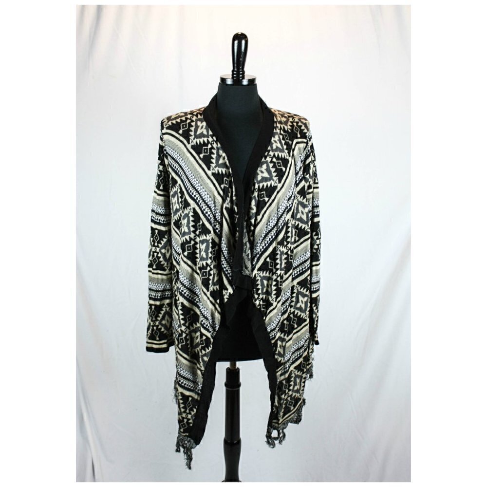 Say What Open Front Cardigan Sweater Geome…